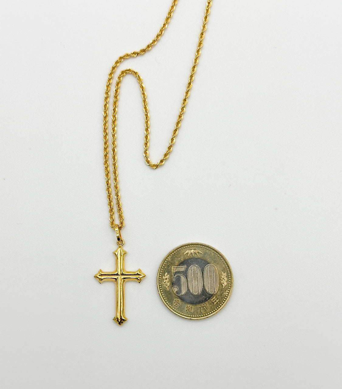 Rope Chain Cross Necklace Set K18