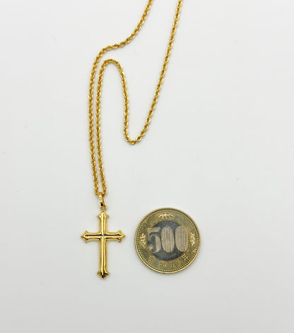 Rope Chain Cross Necklace Set K18