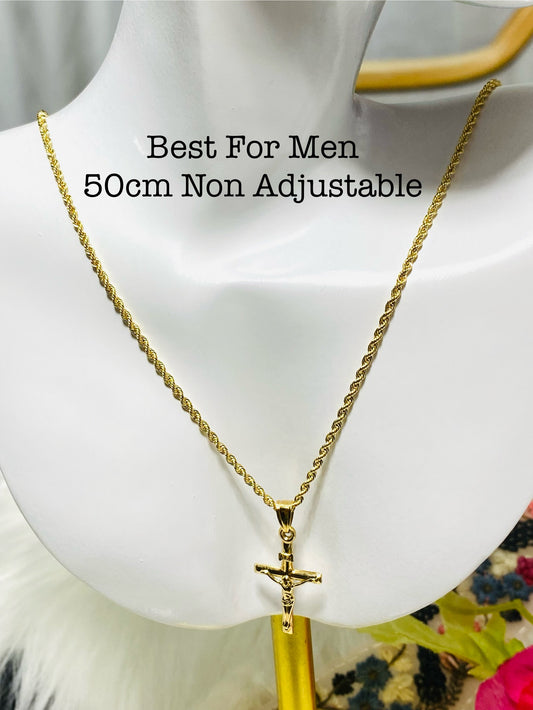 K18🇯🇵gold across Necklace For Men