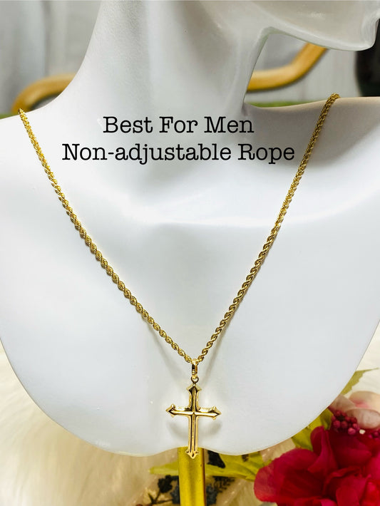 Rope Chain Cross Necklace Set K18