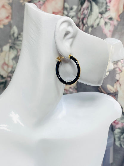 Onyx Loop Earrings K18