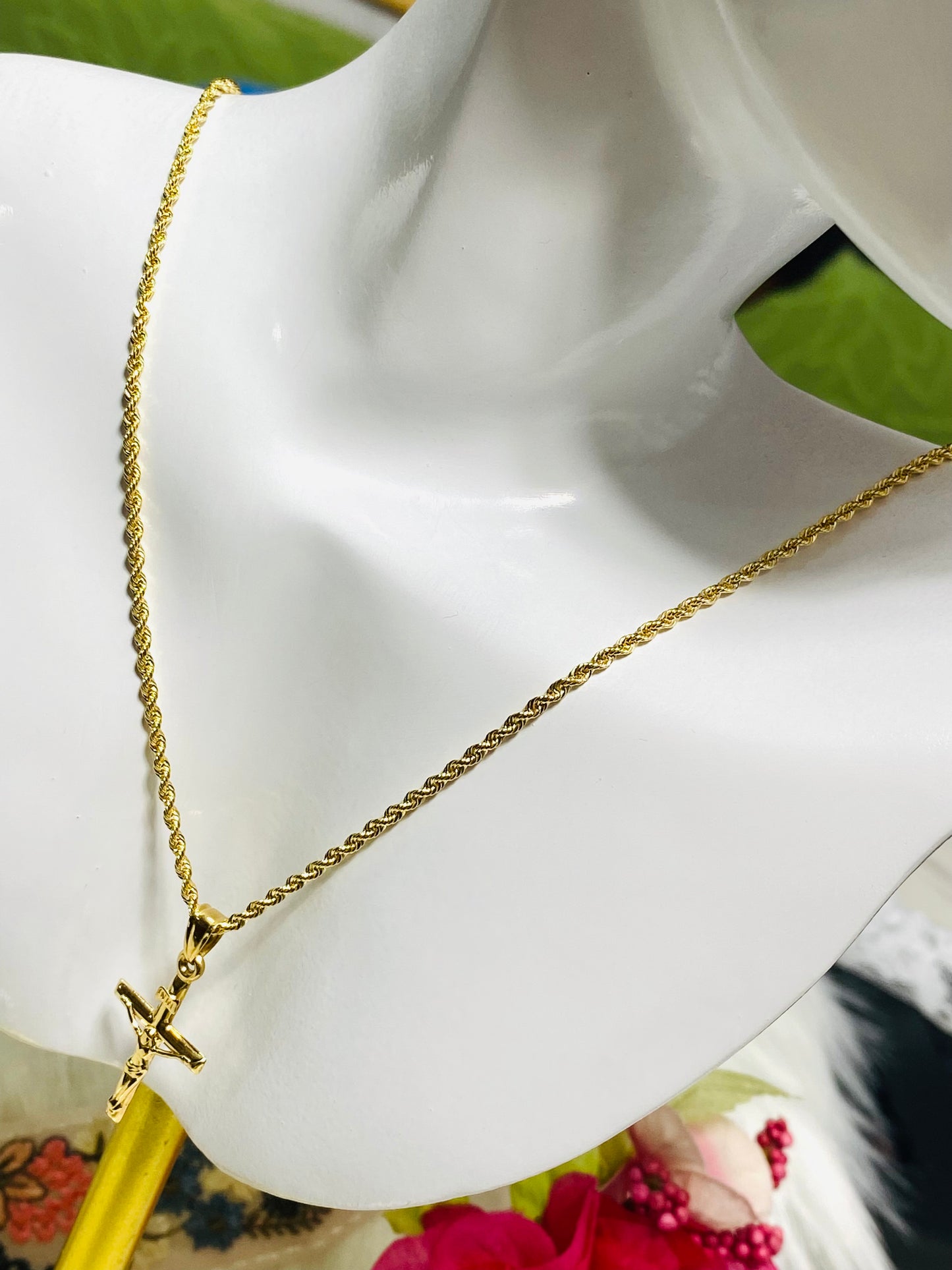 K18🇯🇵gold across Necklace For Men