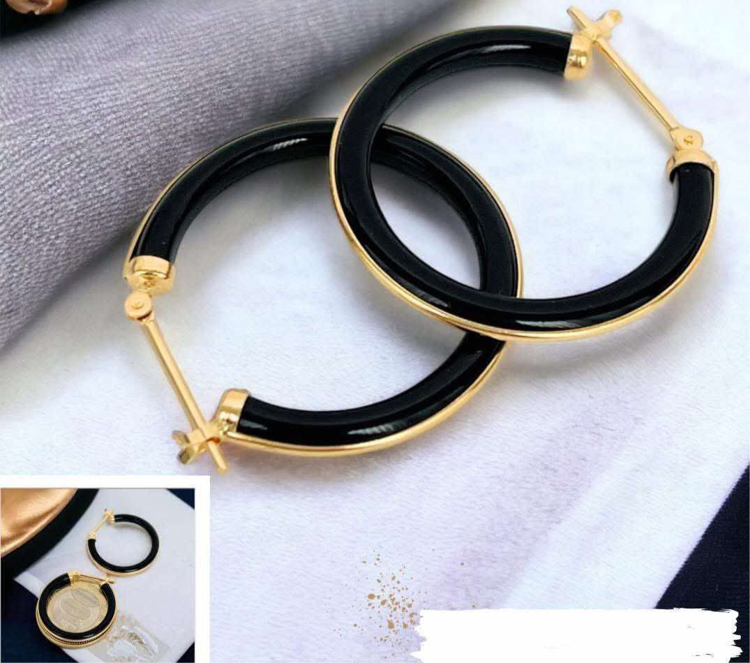 Onyx Loop Earrings K18