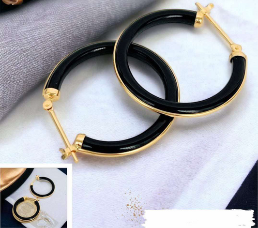 Onyx Loop Earrings K18