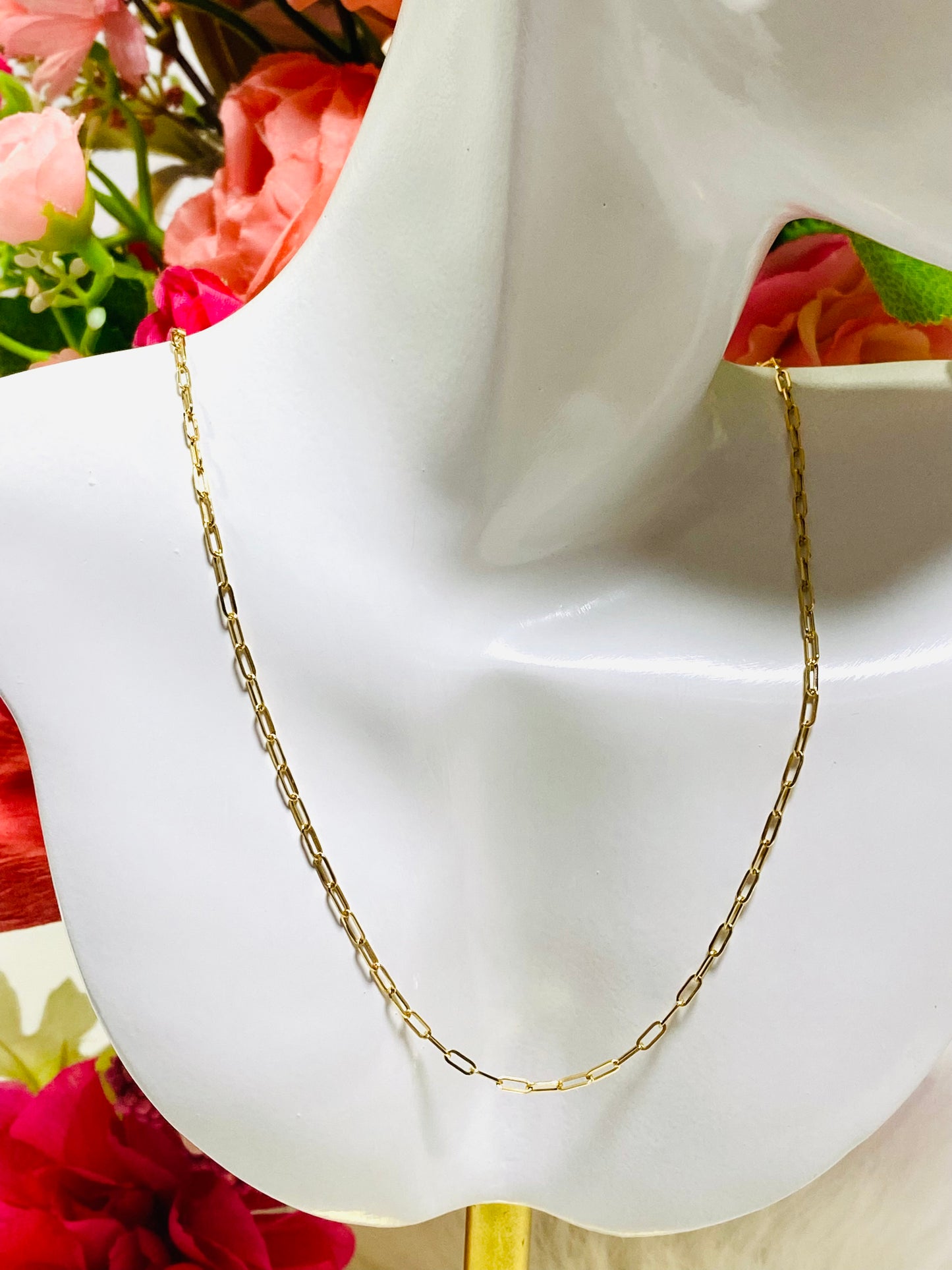 K18🇯🇵gold 40cm Paperclip Chain