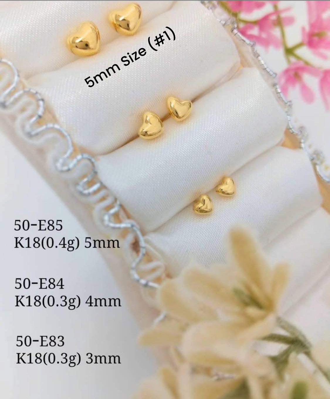 K18 Heart Earrings