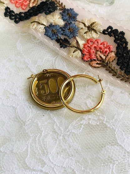 Loop Earrings 2x25 K18 🇯🇵 Gold