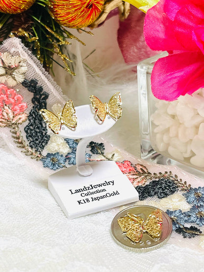 Butterfly Set Earrings & Pendant K18 🇯🇵 Gold