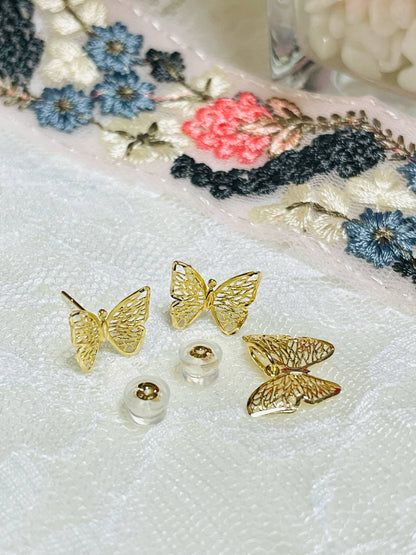 Butterfly Set Earrings & Pendant K18 🇯🇵 Gold
