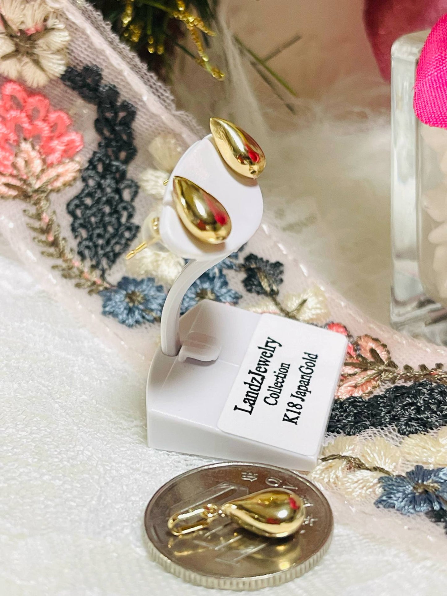 Teardrop Earrings & Pendant Set K18 🇯🇵 Gold